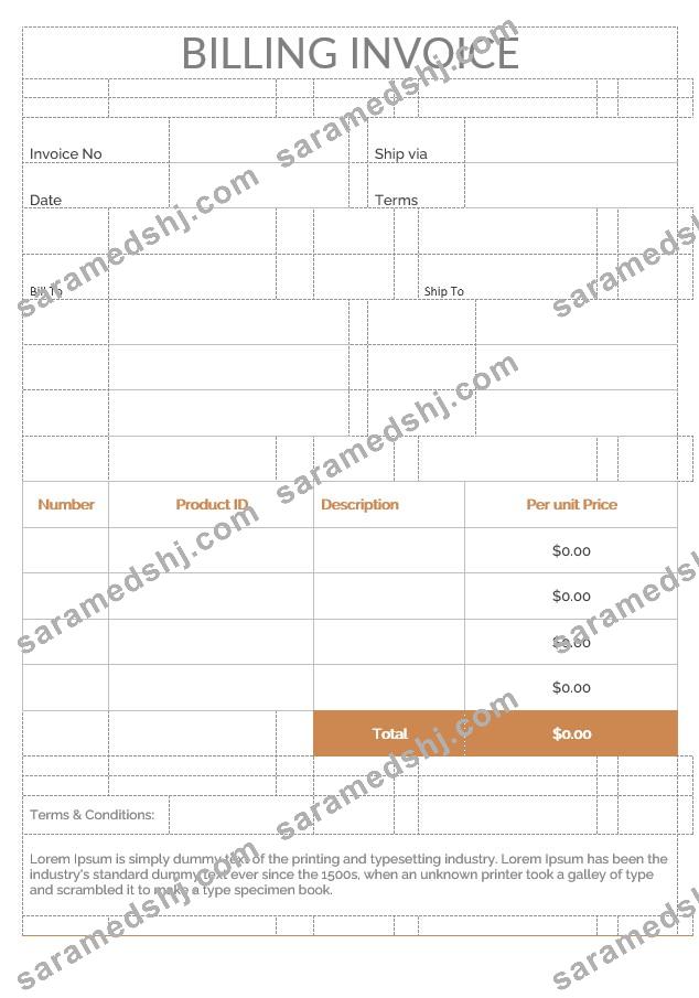 Editable Billing Invoice Template